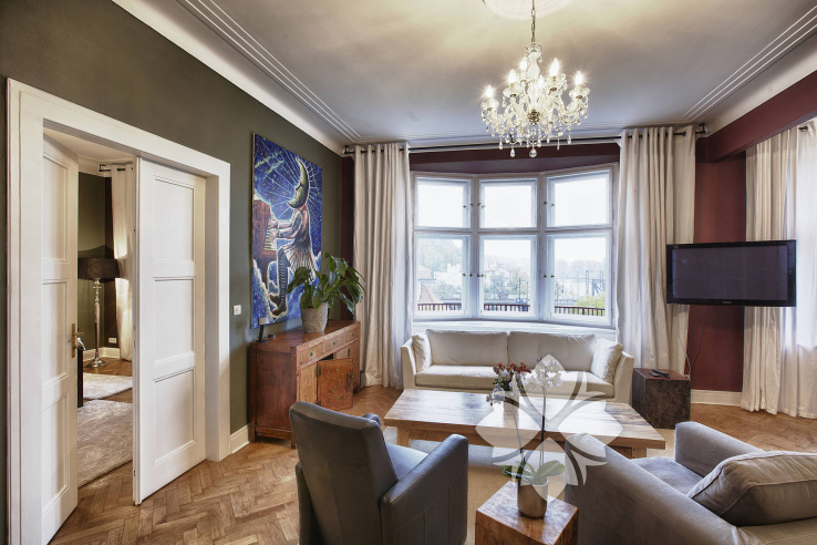 Two Bedroom Luxury Apartment 130 M2 Na Hrobci Prague Nové Město Living Room